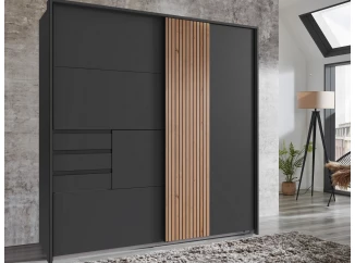 Šatníková skriňa Coburg, 180 cm, grafit/dub artisan