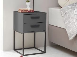 Nočný stolík s 2 zásuvkami Suna, grafitový