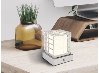 Nabíjacia stolná LED lampa Lunki, nikel