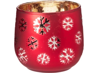 Vianočný svietnik Vločky 10 cm, červený