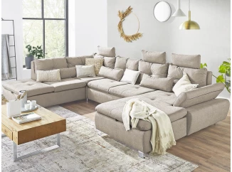 Sedacia súprava Madeira 3B, svetlo béžová látka, tvar ľavé U