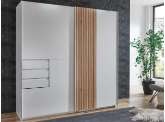 Šatníková skriňa Coburg, 180 cm, biela/dub artisan