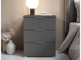 Nočný stolík s 3 zásuvkami Smilla, výška 61 cm, grafitový