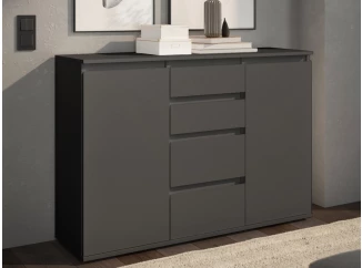 Komoda so 4 šuplíkmi Brest, 119 cm, antracitová