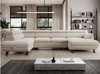 Sedacia súprava Raven XL, krémová látka, tvar ľavé U