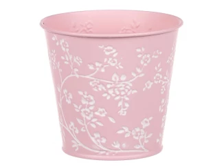 Obal na kvetináč ružový s bielymi ružami, 14 cm