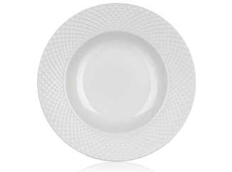 Hlboký tanier Diamond Line, biely s reliéfem
