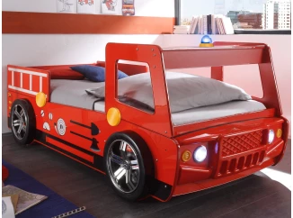 Detská posteľ Spark 90x200 cm, červené hasičské auto s osvetlením