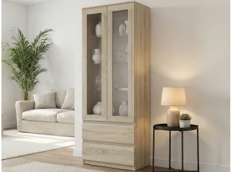 Vysoká vitrína Carlos, dub sonoma, šírka 70 cm