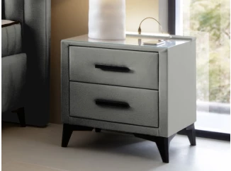 Nočný stolík s 2 zásuvkami Joy, svetlo šedá látka