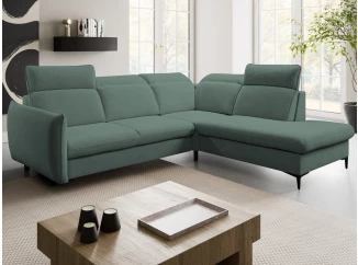 Rohová sedacia súprava Glow, modro-šedo-zelená látka, pravý roh