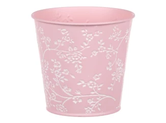 Obal na kvetináč ružový s bielymi ružami, 15,7 cm