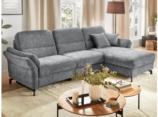 Rohová sedacia súprava Kos, holubia sivá látka, pravý roh, bez polohovania