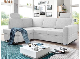 Rohová sedacia súprava Robin, svetlo šedá látka, ľavý roh