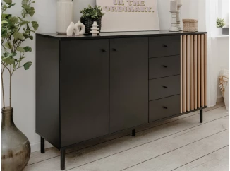 Široká komoda Monea 160 cm, čierna/dub artisan