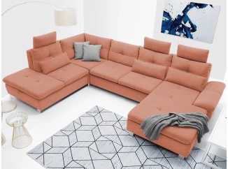 Sedacia súprava Madeira 3B, lososová látka, tvar ľavé U