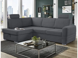 Rohová sedacia súprava Robin, popolovo šedá látka, ľavý roh