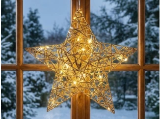 Vianočné dekorácie LED hviezda 30 cm, zlatá