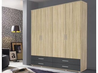 Šatníková skriňa Rasant Extra, 168 cm, dub sonoma/šedá