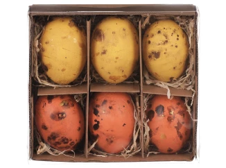 Veľkonočná dekorácia Vyfúknuté vajíčka, 6 ks, žltá/oranžová