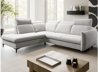 Rohová sedačka Glow, svetlo šedá látka, ľavý roh