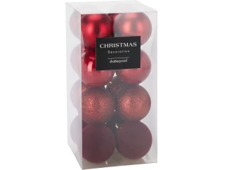 Vianočné ozdoby (16 ks) Guľe, červené
