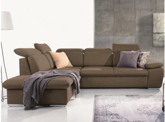Rohová sedacia súprava Aldon, hnedá tkanina, ľavý roh