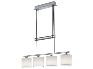 Závesné stropné osvetlenie Garda, matný nikel/biela látka, 4 svietidlá