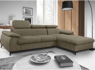 Rohová sedacia súprava Scala, hnedá látka, pravý roh