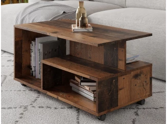 Konferenčný stolík na kolieskach Astor, vintage optika dreva