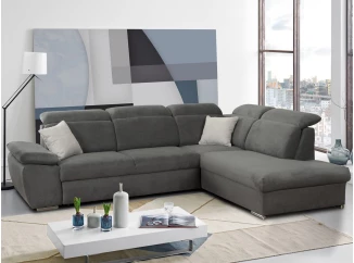 Rohová sedacia súprava Alabama,  dymovo šedá látka, pravý roh