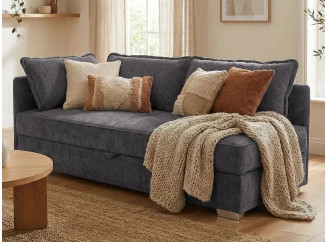 Pohovka s úložným priestorom Donna, dymovo šedá látka