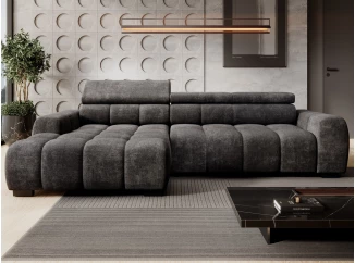 Rohová sedačka Bull,grafitová tkanina,ľavý roh,elektrické polohovanie