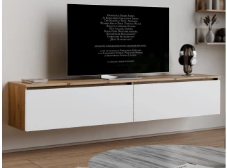 Závesná TV skrinka Asko Living, 180 cm, dub artisan/biela