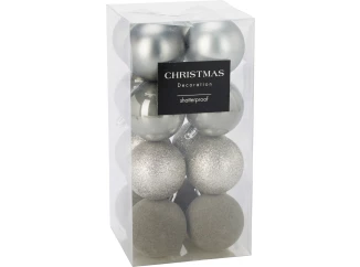 Vianočné ozdoby (16 ks) Gule, strieborné