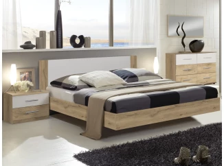 Posteľ s nočnými stolíkmi Nora 140x200 cm, doskový dub/biela