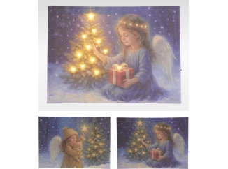 LED vianočný obraz (2 druhy) Anjel, 38x28 cm