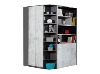 Rohová šatníková skriňa Tablo, šedá/enigma