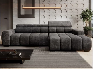 Rohová sedačka Bull,grafitová tkanina,pravý roh,elektrické polohovanie