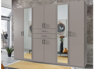 Šatníková skriňa so zrkadlami Düsseldorf, 270 cm, šedá sahara