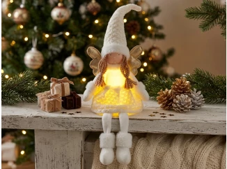 Vianočná dekorácia LED Sediaci anjel 55 cm, mix