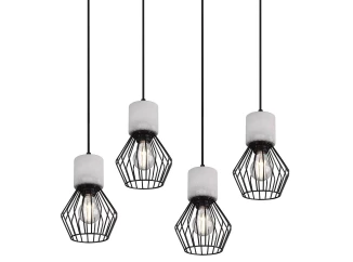 Závesné stropné osvetlenie Jamiro, 4 svietidlá, čierne drôtené