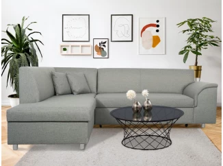 Rohová sedacia súprava Bernett, svetlo šedá tkanina, ľavý roh