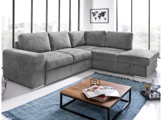 Rohová sedacia súprava Eddi, stredne šedá látka, pravý roh