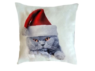 Vianočný dekoračný vankúšik Santa mačka
