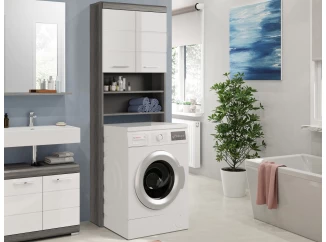 Úložná skrinka nad práčku Scout, šedý dub/biela lesk