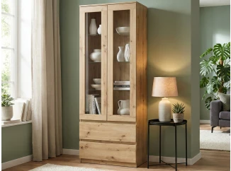 Vysoká vitrína Carlos, dub artisan, šírka 70 cm