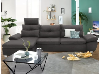 Rohová sedačka Madeira 1B, tmavá šedá látka,ľavý roh