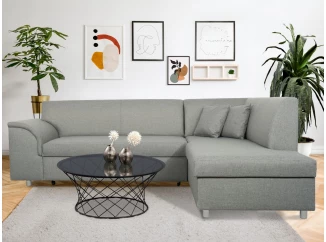 Rohová sedacia súprava Bernett,  svetlo šedá tkanina, pravý roh