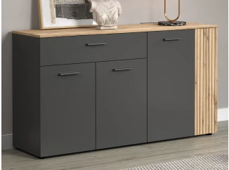 Komoda so zásuvkou Esteban 150 cm, antracit/dub evoke